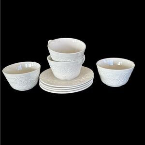 Vintage Diamondstone Floral Laveno Pattern Cups and Saucers